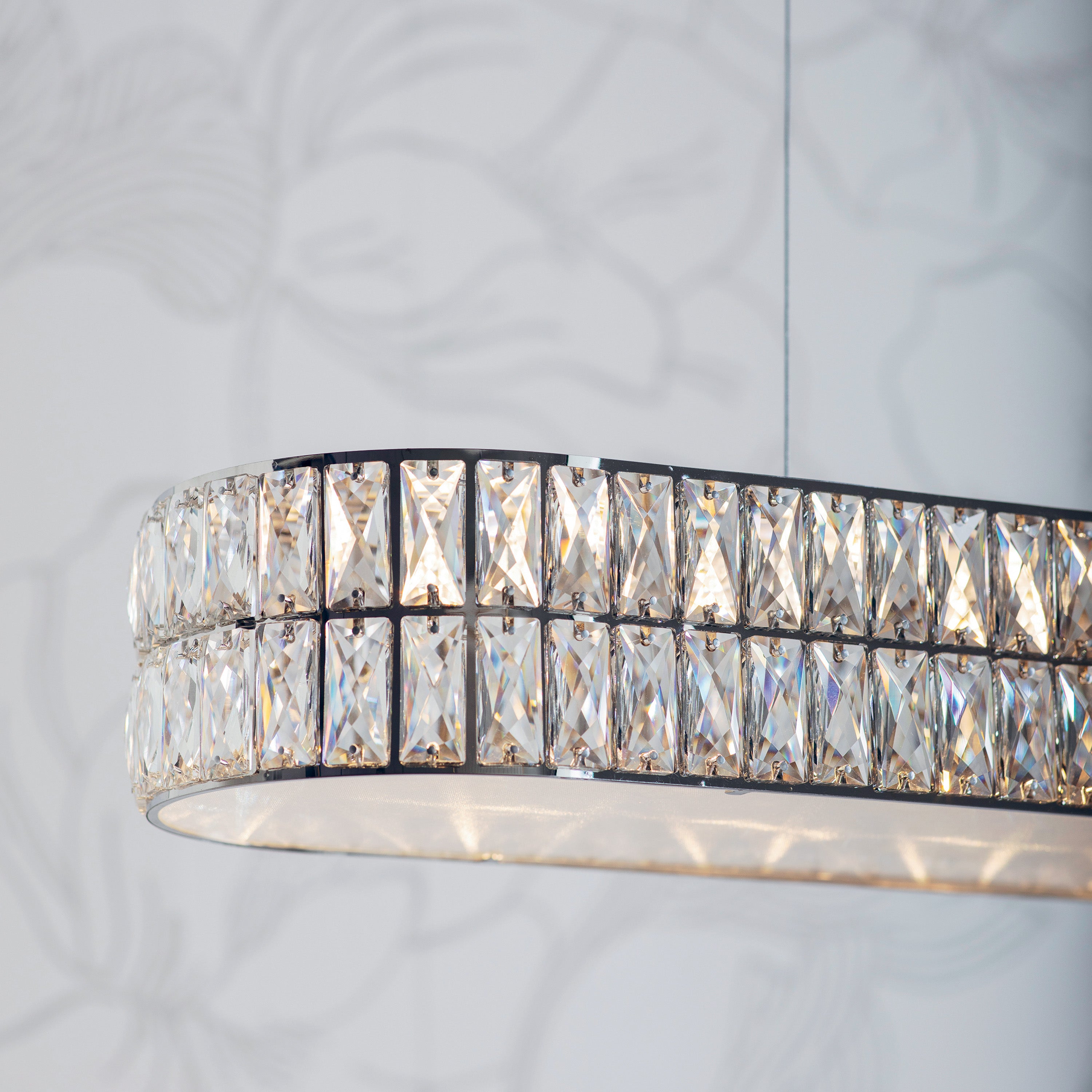 Bostani Oval Crystal Glass Pendant Light